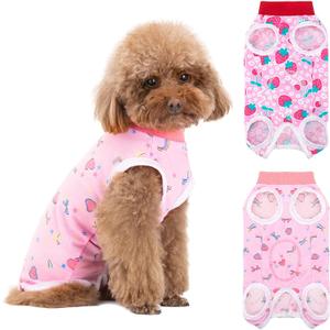 Coppthinktu 2PCS Dog Surgery Recovery Suit for Dogs Female After Surgery, Dog Onesie Abdominal Wounds Bandages, Surgical Spay Neuter Suits Bodysuit for Small Puppy, Anti Licking Cone Alternative, S