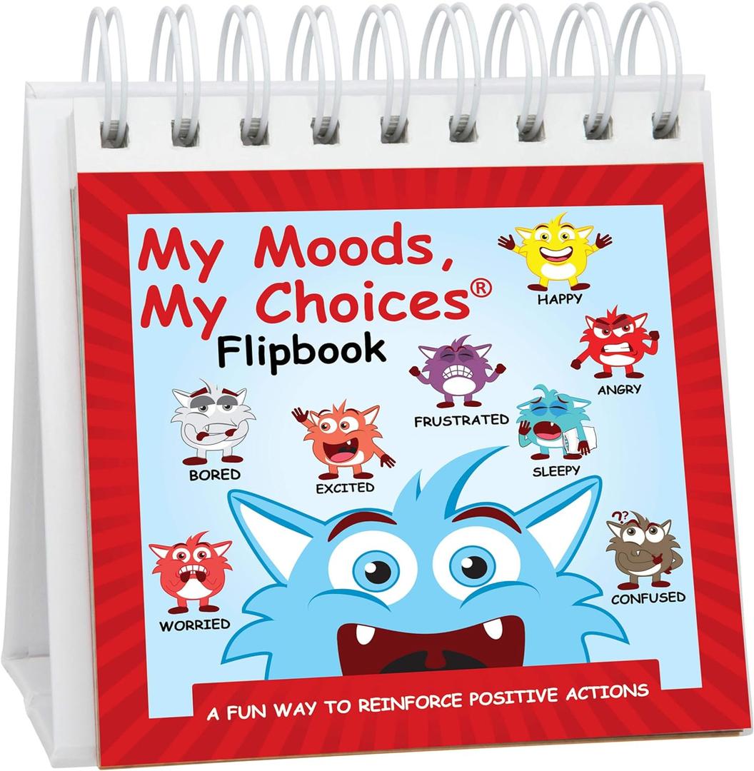 The Original Mood Flipbook for Kids; 20 Different Moods/Emotions; Autism; ADHD; Help Kids Identify Feelings and Make Positive Choices; Laminated Pages (Monster Flipbook)
