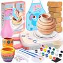 Skirfy Pottery Wheel for Kids Art Crafts Kits for Kids Ages 6-8 9-12 Clay Sculpting Tools & Painting Kit,Birthday Girls Toys 8-10,DIY Kits Clay Maker for Beginners (Pink Bunny)