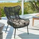 DYTXIII Set of 2 Outdoor Chair Cushions 19"x19"x4", Water Repellent Tufted Patio Seat Cushions with Ties, Thick Replacement Pads for Wicker Dining Chairs, Patio Furniture, Paisley Black