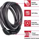 Master Lock Black Set Preset Combination Bike Lock, Metal Cable Lock has a Weather Resistant Vinyl Coating for Outdoor Equipment, Bicycles, 4 Feet Long, Pack of 2, 8143T