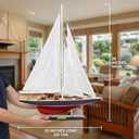 Wooden Sailboat Decor Ship Model 28" Endeavour America's Cup Scale Yacht Replica Nautical Home Accents, Large