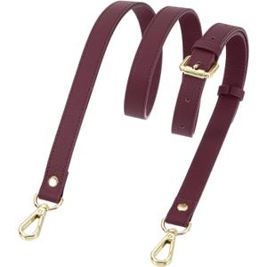 uxcell Genuine Leather Purse Strap, 41.7"-51.2" Adjustable Crossbody Replacement Straps 0.7" Width for Women Handbags Shoulder Bag (Burgundy, Gold Buckle)