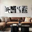 4Pcs African American woman Prints Fashionable Women's Retro elegance Luxury Glamour Posters Modern picture Black and White canvas Wall Artwall decoration paintings 12x16 Inches Unframed