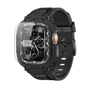 amBand Bands Case Screen Protector Compatible with Apple Watch Ultra 2/1 49mm for Men, M1 Sport Series Rugged Cover Strap and 9H Tempered Glass, Military Protective Bumper for iWatch 49 mm Men Black