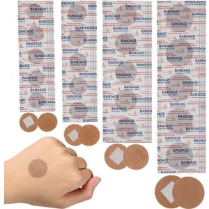 NOLITOY 100pcs Small Patches Finger Wounds Patches Waterproof Wounds Protector Round Tape Stickers Breathable Fabric Coverlet Dressing Brown