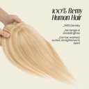 MY-LADY Human Hair Toppers for Women Real Human Hair with Bangs Thin 7 * 13CM Silk Base with Lace Clip in Remy Hairpieces 150% Density 10 Inch Ash Blonde & Bleach Blonde