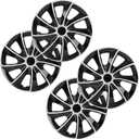 OCPTY Car Wheel Rim Skin Cover Hub Caps Hubcap Wheel Cover Black & Silver Replacements for OEM Steel Wheels, High Grade ABS with Retention Ring 4 Pack 16 inch