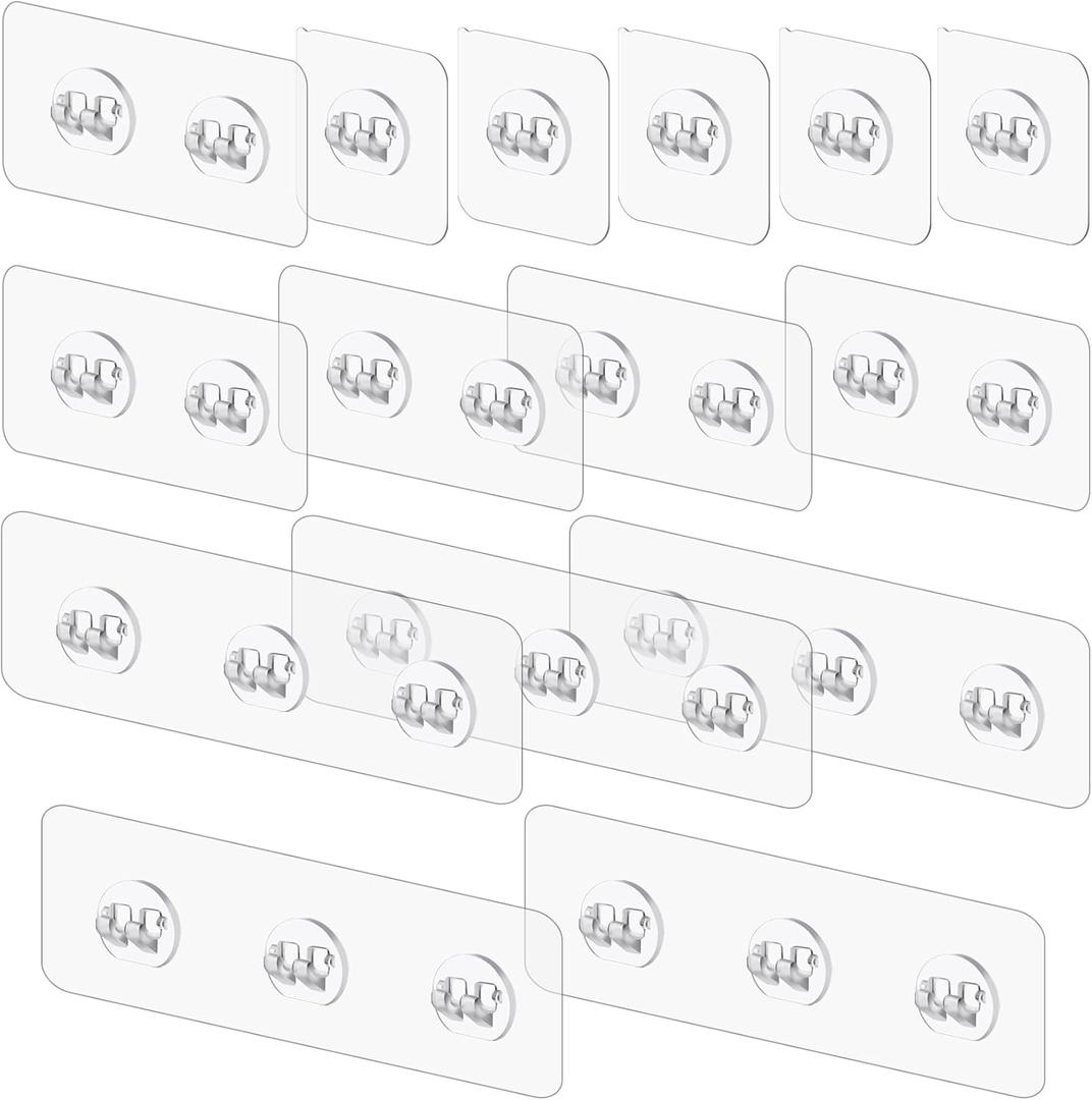 vivinin 15 Pack Shower Caddy Adhesive Replacement, Shower Shelf Adhesive No Drilling, Adhesive Hooks for Showe Caddy, Soap Holder, and Kitchen Racks (White)