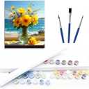 Flowers Adult Paint by Number Kits on Canvas,Paint by Numbers Kit for Adults Beginner, DIY Watercolor Oil Paint by Number for Adults,16x20 Inch