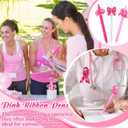 72/144 Pcs Football Breast Cancer Awareness Bracelets Gift Set Includes Pens Silicone Bracelets and Keychains for Football Accessories Pink Ribbon for Women Men Team Events Fundraisers Gifts