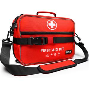 430 Piece First Aid Kit, Well-Organized Premium Waterproof Compact Trauma Medical Kits for Any Emergencies, Ideal for Home, Office, Car, Travel, Outdoor, Camping, Hiking, Boating (Red)