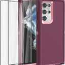 AICase for Galaxy S22 Ultra Case with Screen Protector, Heavy Duty Drop Protection Rugged Shockproof/Dustproof Rugged Durable Case for Samsung Galaxy S22 Ultra 6.8" (Night Purple/Baby Pink)