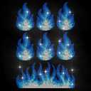 MAYJOYDIY Blue Flame Rhinestone Iron on Hotfix Transfer Blazing Flames Heat Transfer Sticker Burning Fire Bling Clothing Decoration Applique for Shirt Bag Hat Jacket Jeans Shoes Decoration DIY Crafts