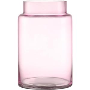 Large Glass Vase, 9 Inch Flower Vase, Glass Flower Vase for Bouquet, Wide Mouth Vase for Flowers, Pink Tall Vases, Large Vases for Home, Wedding, Living Room, Office Decor, Pink