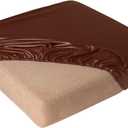100% Waterproof Pu Leather Couch Cushion Covers Luxury Stretch Sofa Cushion Furniture Protector Wipeable Seat Sofa Slipcover Sofa Cover for Pets with Elastic Bottom (Orange,Chair), 20*45"