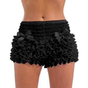 Fun Shack White Ruffle Shorts, Women Bloomers Shorts, Lace Ruffle Bloomer (29 Regular, Black)