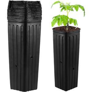 OMISTAR 50 Pcs Plastic Nursery Bags, Fruit Flower Grow Bags, Tall Square Plant Containers, Seedling Flower Starting Pots, Succulent Planters with Drainage Holes for Garden