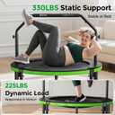 BCAN SP3 40"/48" Foldable Mini Trampoline, Rebounder Trampoline for Adults, U/T Adjustable Foam Handle, Exercise Rebounder for Adults Indoor/Garden Workout, Max Load 330lbs/440lbs-40T-Green