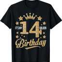 It's My 14th Golden Birthday 14 Year Old Bday Groovy T-Shirt L