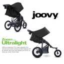 Joovy Zoom360 Ultralight Jogging Stroller Featuring High Child Seat, Shock-Absorbing Suspension, Extra-Large Air-Filled Tires, Parent Organizer, Air Pump, and Easy One-Hand Fold (Black), 54"L x 25"W x 46"H