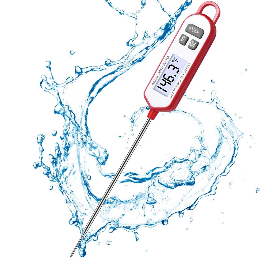 Instant Read Meat Thermometer for Grill and Cooking, Waterproof Fast Food Thermometer with Backlight, Digital Food Probe for BBQ Kitchen Cooking Candy Outside Grill Gifts for Men Him Dad Fathers Day
