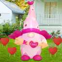 Juegoal Valentine Inflatable Cupid Gnome, Lighted Blow Up Pink Swedish Gnomes with Arrow, Indoor Outdoor Valentines Wedding Xmas Decor, Built in LED Light Up Holiday Lawn Yard Garden Decorations, Valentine, Male