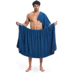 Men's Towel Wrap Bathrobe, Soft Adjustable Bath Wrap for Shower and Sauna