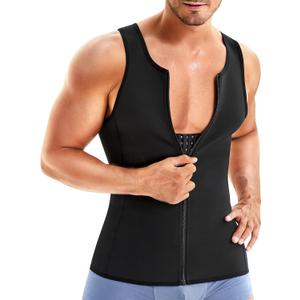 Wonderience Men Shapewear Slimming Body Shaper Compression Shirt Tank top with Zipper Underwear For tummy control, Large