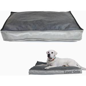 Dog Bed Cover, Comfortable and Quiet Dog Bed Covers for Pet Mat Bed,Washable Removable CoverFaux Leather Pet Nest, 36" L x 27" W x 3" H Cover Only (Grey)