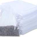 Kslong 100PCS Small Mesh Bags Drawstring 3x4, Sheer Organza Bags Drawstring for Jewelry, Mesh Party Wedding Favor Bags for Small Business,Candy,Bracelet Packaging,Empty Sachet Bags (White)