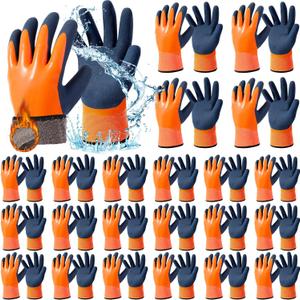 Geyoga Waterproof Winter Work Gloves Bulk for Men and Women Freezer Gloves Thickened Thermal Insulated for Cold Weather (Orange)