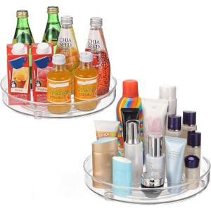 URALFA 2-Pack Lazy Susan Cabinet Organizer, Plastic Rotating Round Lazy Susan Turntable for Cabinet, Pantry, Countertop, Table, Fridge, 10.5 Inch