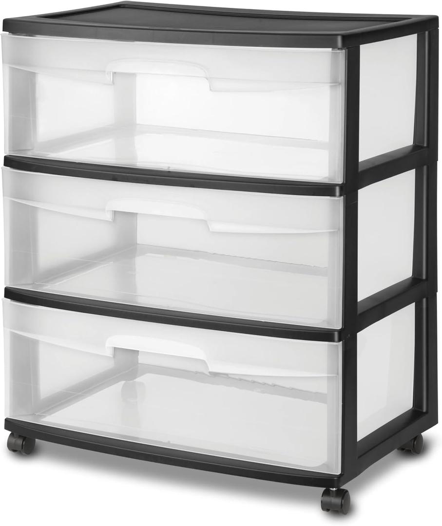 3-Drawer Plastic Storage Organizer  Stackable Clear Drawer Bins for Clothes, Office Supplies, and Toys  Durable Space-Saving Storage Cabinet