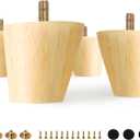 FoDau770 Rubber Wood Furniture Legs 2 Inches, Slant Tapered Wood Feet Mid Century Sofa Legs Set of 8, 5/16" UNC Furniture Feet Replacement Parts for Cabinet Couch Dresser Chair Ottoman Table