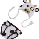 Vedory Newborn Baby Photo Prop Boy Girl Photo Shoot Outfits Crochet Knitted Clothes Cows Hat Shorts Set Photography Shoot