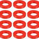 uxcell 12 Pcs Solid Silicone Flat Washer DN25 1-3/8" OD x 1" ID x 1/4" Thickness Large Washers O Ring Sealing Gaskets, Industrial Flat Silicone Spacer, Red