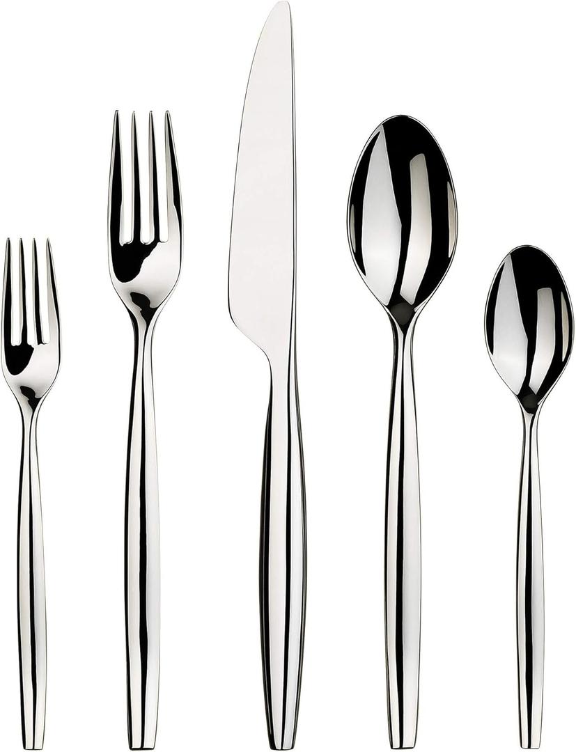 Gourmet Settings - 20-Piece Silverware Set - Lance Collection - Polished Stainless Steel Flatware Sets - Service for 4 - Kitchen Cutlery Utensils Knife/Fork/Spoons - Dishwasher Safe (28-821)