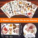 5 x Dia de Los Muertos Decorations, Day of The Dead Window Clings, Halloween Window Stickers, Mexican Fiesta Party Decor, Sugar Skull Skeleton Musical Decals, 9 Sheets