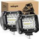 Nilight Led Light Pods 2PC 4Inch 60W Flood Spot Combo Triple Row Driving Lamp Roof Bumper Off Road LED Work Lights Pods for Van Camper Wagon Car Pickup Golf Cart ATV UTV SUV Truck Boat 4x4