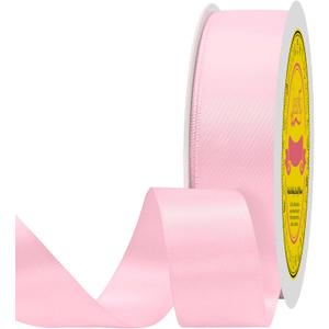 Double Face Light Pink Satin Ribbon 7/8 inch X 100 Yards Polyester Light Pink Ribbon for Gift Wrapping Very Suitable for Weddings Party Hair Bow Invitation Decorations and More