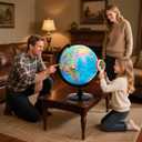 World Globe for Kids & Adults, 12 Inch Educational Tools with Stand, DIY Assembly Desk Decor Geography Learning Globe for Home Office Classroom Decor (Blue, 12 Inch)