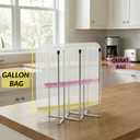 Reusable Bags Drying Rack, Extra Tall for 1 Gallon Zip-Top Reusable Bags, Foldable Stainless Steel Dryer Stand for Silicone & Plastic, Sandwich & Snack, Countertop Organizer, Silver, 1-Pack