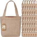 Aliceset 36 Pcs Mini Burlap Tote Bags with Handles Reusable Burlap Gift Bags with Tags Small Wedding Welcome Bridesmaids Jute Bag Bulk for Party Supplies DIY Craft (6.3 x 6.3 x 2.8 Inch,Light Brown)