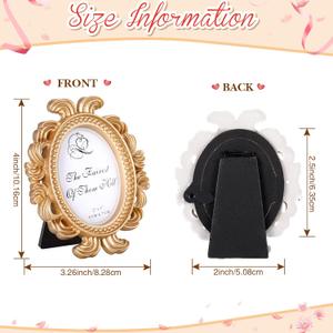 Vicenpal Small Vintage Picture Frames Antique Baroque Mini Picture Frames Oval Bulk Wallet Size for Wedding Victorian Home Christmas Holiday Decor(Gold,1 Piece)