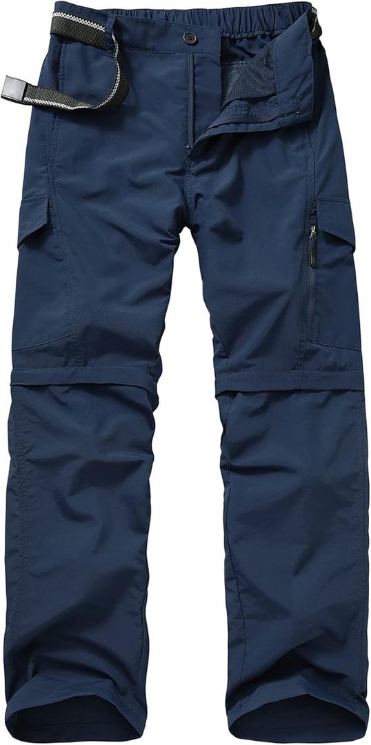 Mens Hiking Pants Convertible Outdoor Waterproof Quick Dry Zip Off Lightweight Travel Fishing Boy Scout Pants6088-Blue-38