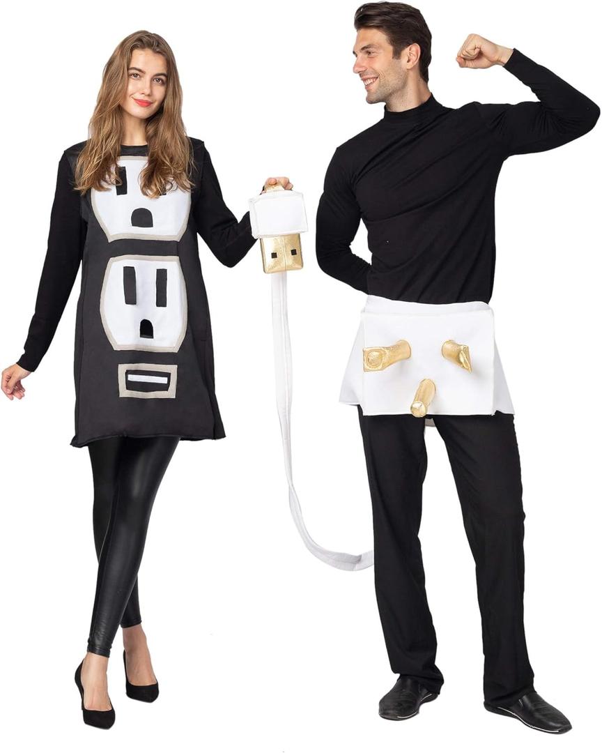 Spooktacular Creations Plug and Socket Halloween Costume Adult, Plug and Outlet Couples USB Costume (Small)
