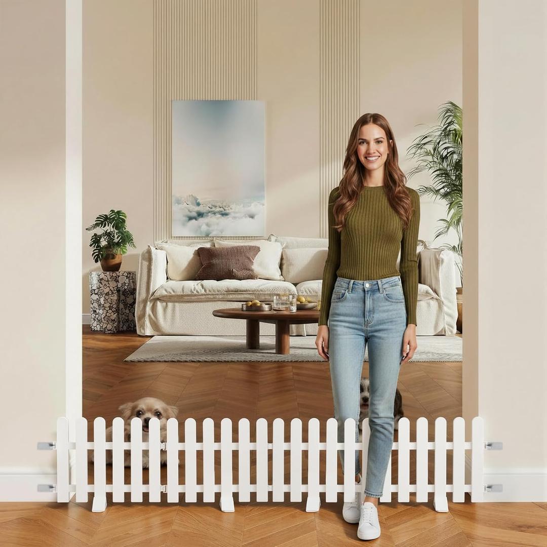 Short Dog Gate 19.7 x 78.7 Inch Adjustable Puppy Gate Indoor Folding Pet Door Small Dog Fence Freestanding Pet Barrier for Doorways Stairs Hallways
