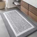Color&Geometry Simple and Stylish Long Bathroom Rugs Runner Non Slip, 24"x59" Gray Bath Runner Rug, Absorbent, Soft, Washable, Microfiber Bath Mat Bathroom Carpet (Grey White)