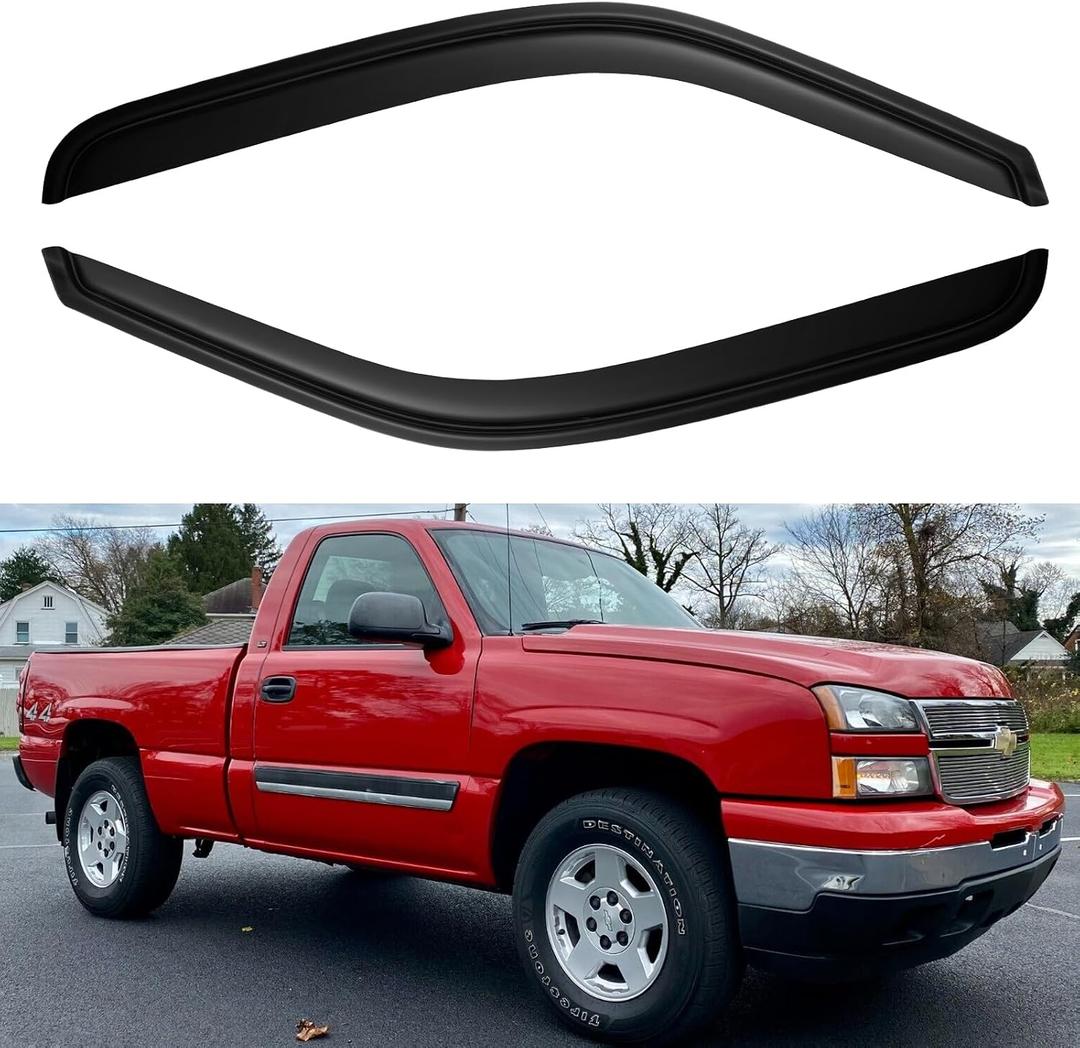 Window Visors Rain Guards for 1999-2007 Chevy Silverado/GMC Sierra 1500, Window Vent Wind Deflectors Visors Shades for 99-06 Silverado/Sierra 2500, 01-07 Silverado/Sierra 3500 Standard Cab, 2 PCS